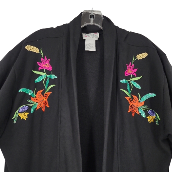 VINTAGE Embellished Floral Sweatshirt Coat 1x - Picture 2 of 7
